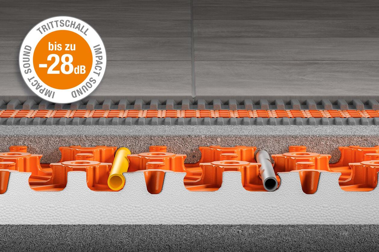 Die energiesparende Fußbodenheizung Schlüter-BEKOTEC-THERM wird ein wichtiger Bestandteil des Messeauftritts in München sein.