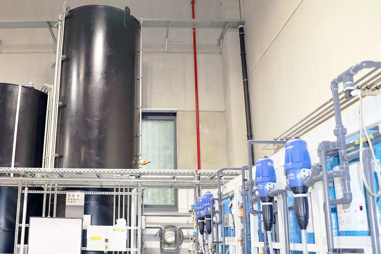 Water treatment plant in the coating process