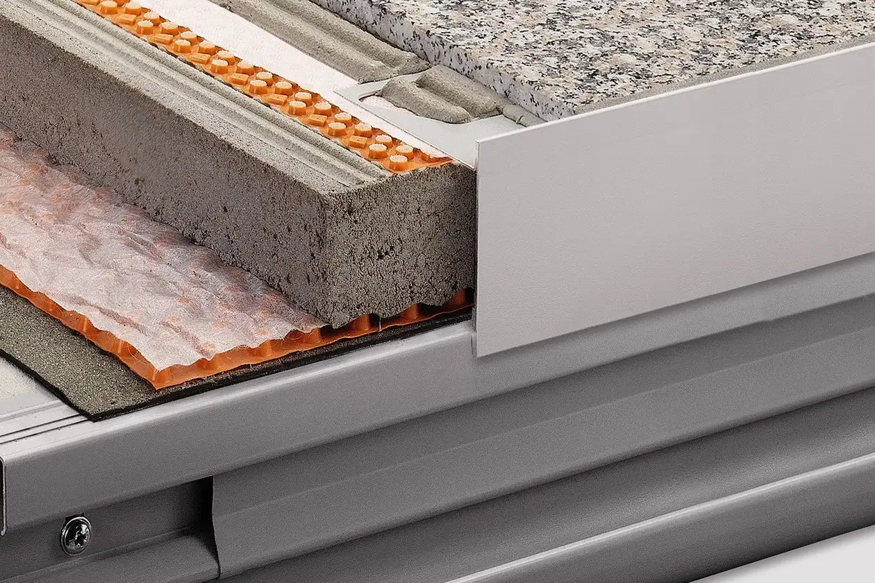 Schl&uuml;ter-Systems balcony assembly Covering assemblies over waterproofing layers according to DIN 18195