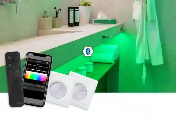 LIPROTEC-ZONES allows light control via a remote control, a rotary control or an app on a mobile device.