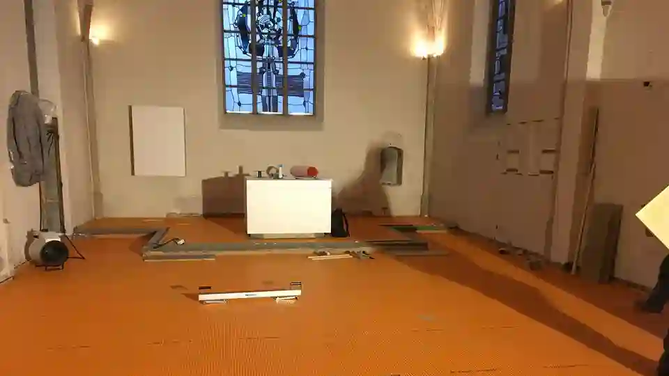 Interior of the chapel with DITRA 25 uncoupling mat applied