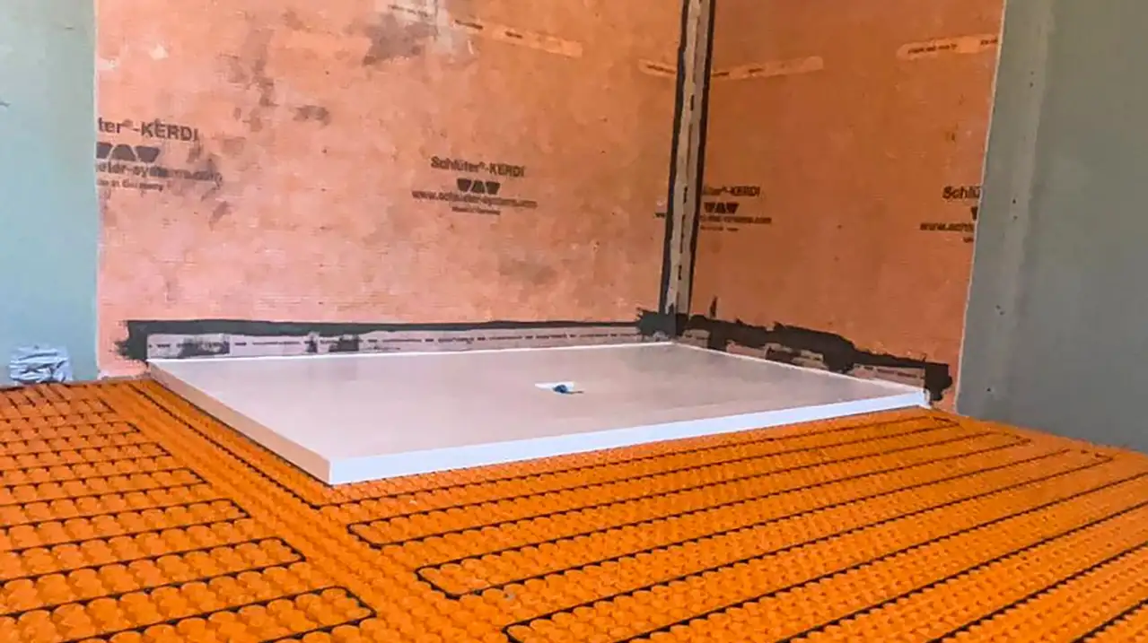 DITRA-HEAT-DUO Peel & Stick and KERDI installed