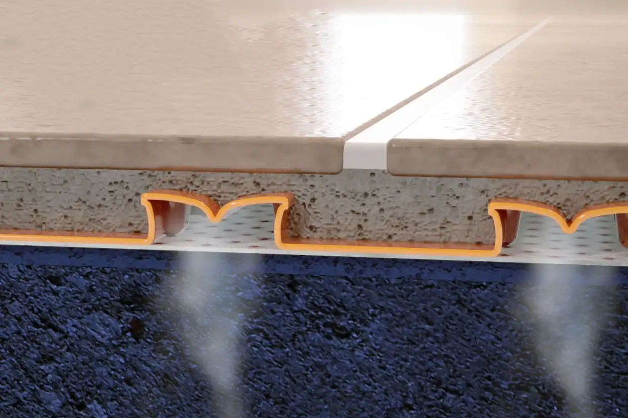 Illustrative Darstellung des Dampfdruckausgleichs durch DITRA