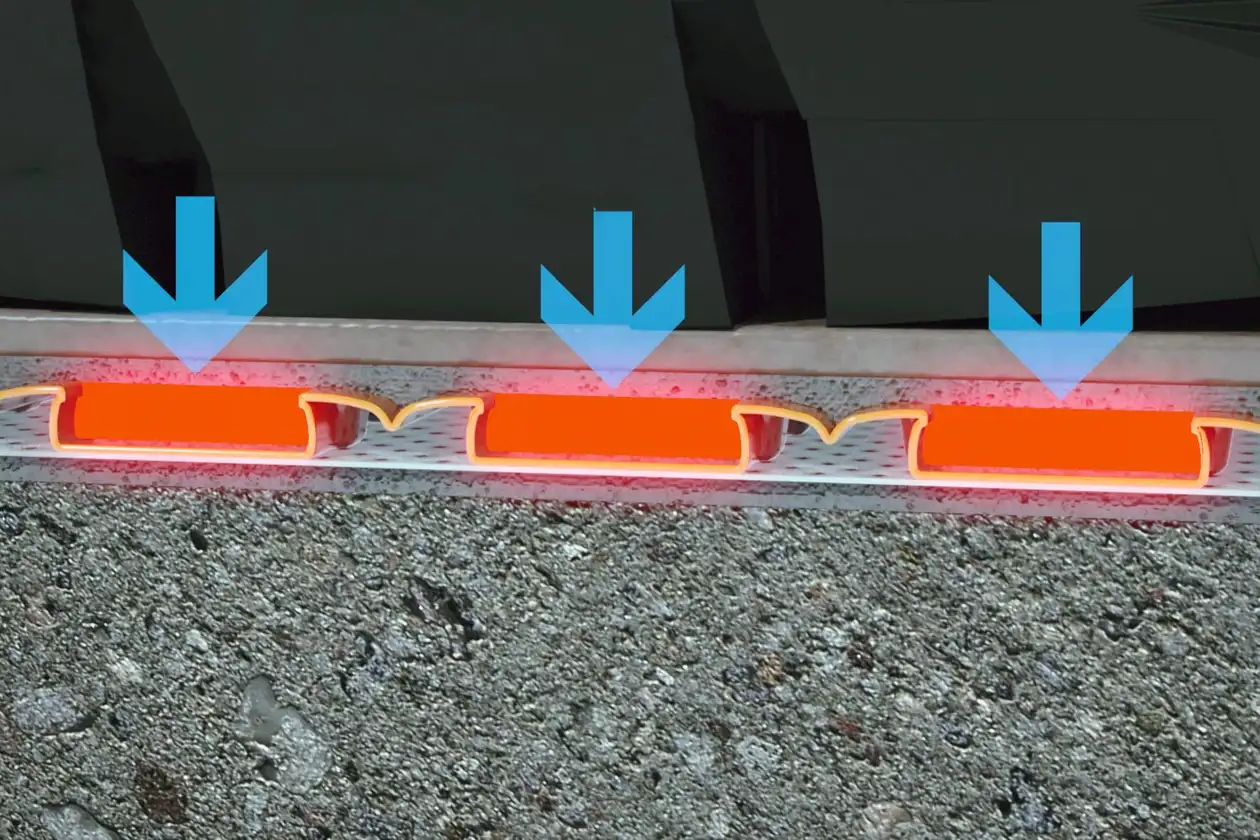 Illustrative Darstellung der Lastverteilung bei Verwendung von DITRA