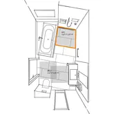 Grundriss eines Badezimmers mit barrierefreier Dusche und Bewegungsfläche von 1,2 mal 1,2 Metern