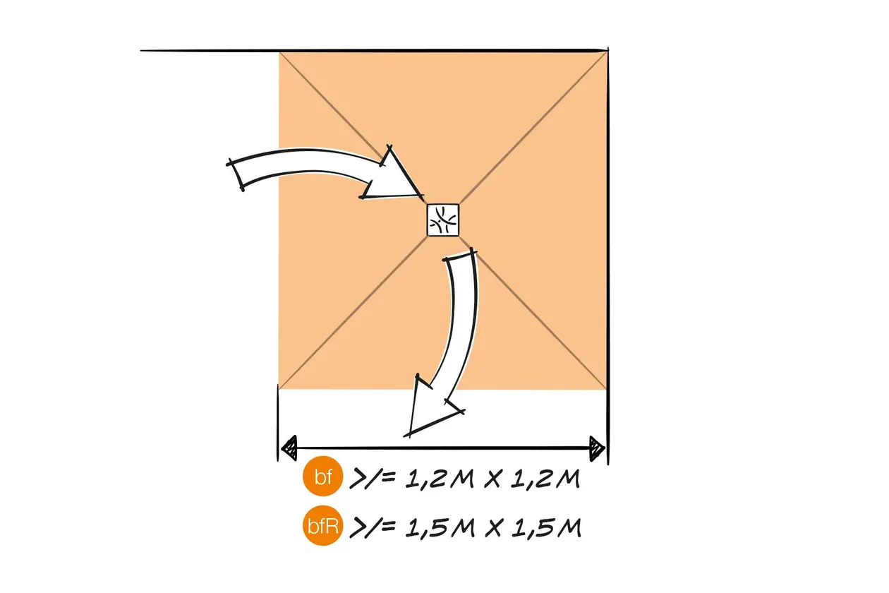 Linienentwässerung im bodengleichen Duschbereich in grauer Farbe.