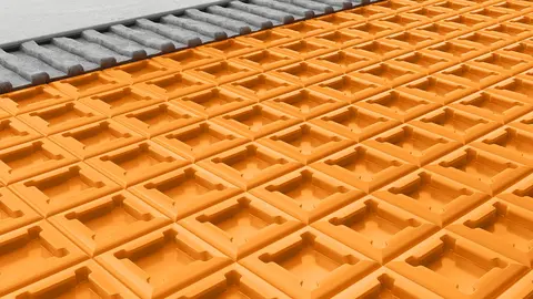 Nahaufnahme der DITRA-Entkopplungsmatte mit gut erkennbarer Wabenstruktur