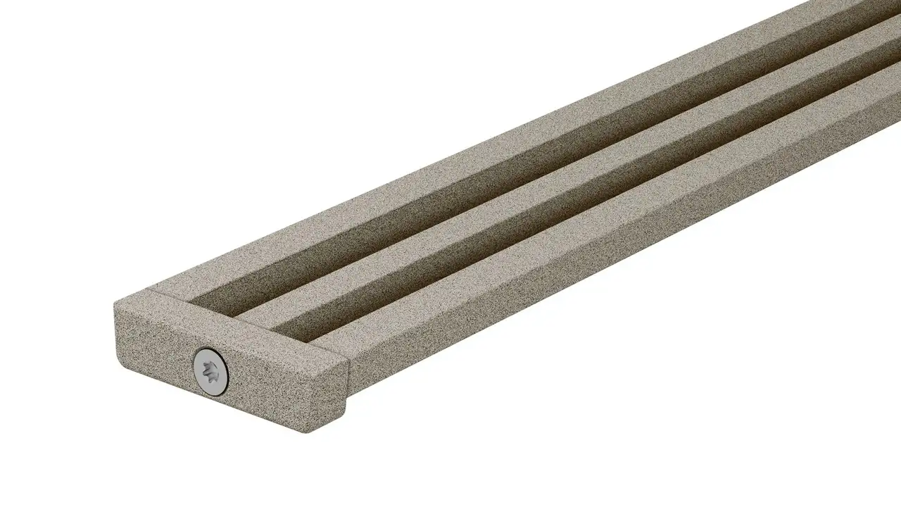 Perfil de drenaje Schlüter-KERDI-LINE-VARIO WAVE de aluminio texturizado en gris piedra TSSG