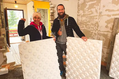 Arrivée du chauffage au sol BEKOTEC-THERM.