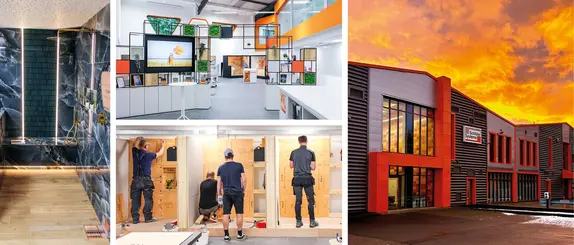 Collage of company facility images of Schlüter-Systems Ltd in Coalville, Leicestershire