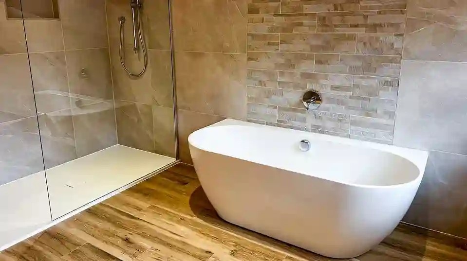 Schlüter-KERDI waterproofing was used within the bathroom to protect the tiles