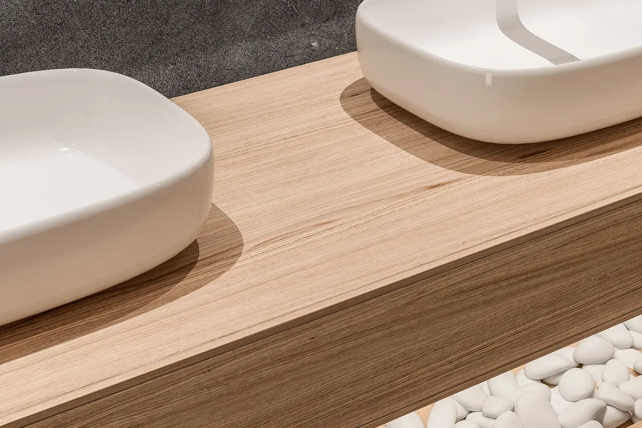 Washbasin in wood look