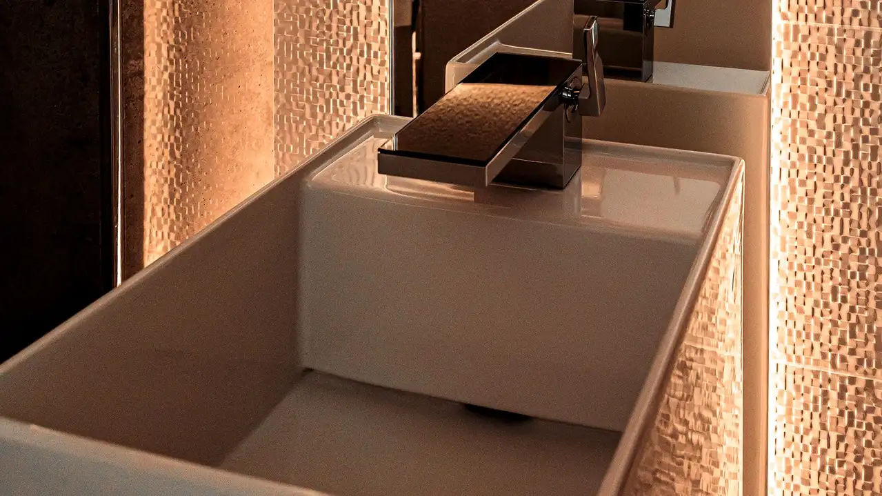 Lavabo illuminato con luce soffusa