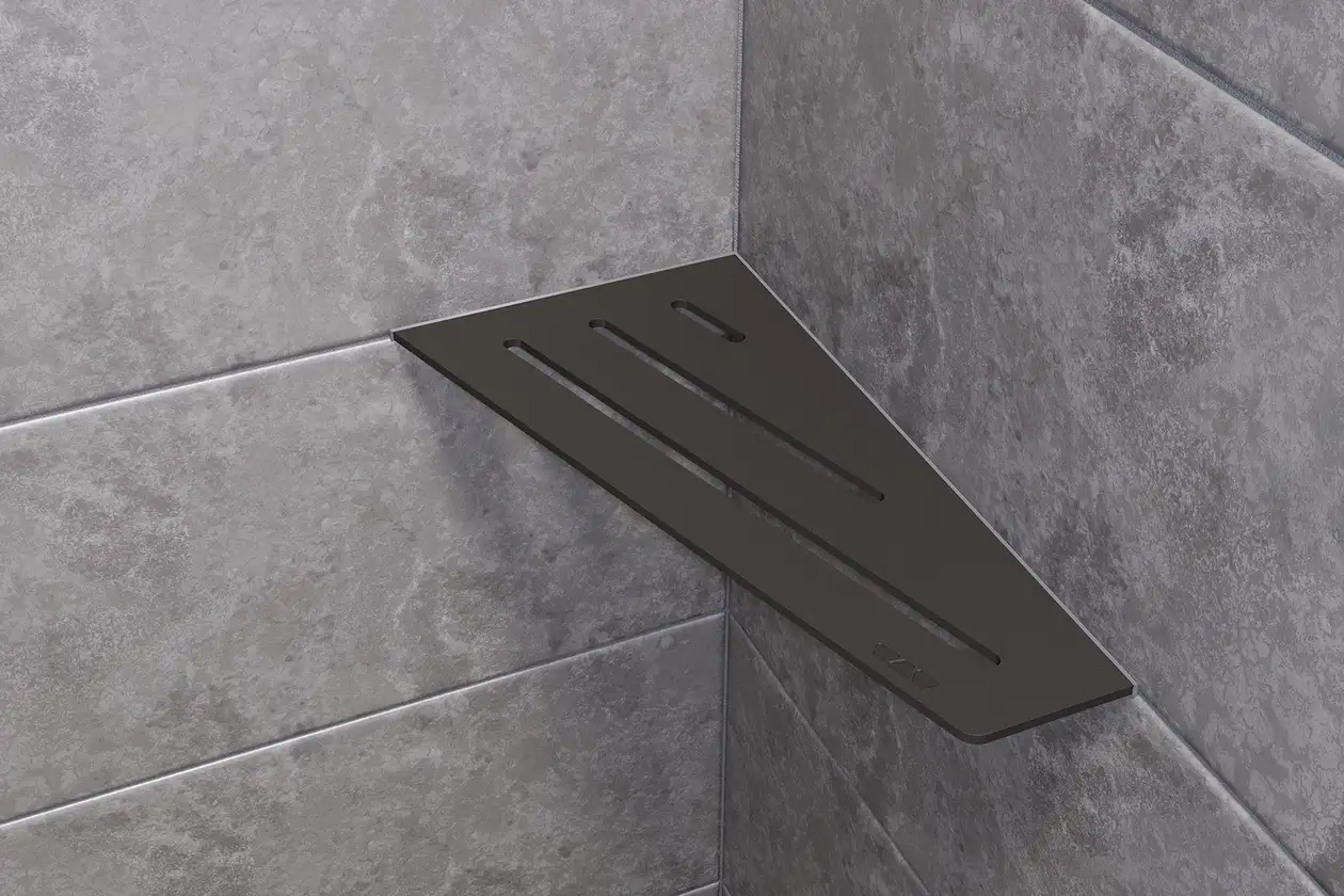 Schlüter-Shelf-E-S3 is een lang rechthoekig hoekplanchet voor de douche