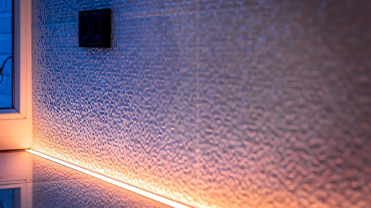 Vista detalhada de uma iluminação do pavimento