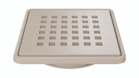 KERDI-DRAIN avrinningsgaller i designen SQUARE med TRENDLINE-bel&auml;ggning