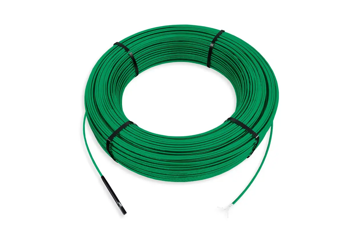 DITRA-HEAT-E-CHC-v&auml;rmekabel installerad i frikopplingsmattan DITRA-HEAT-E.